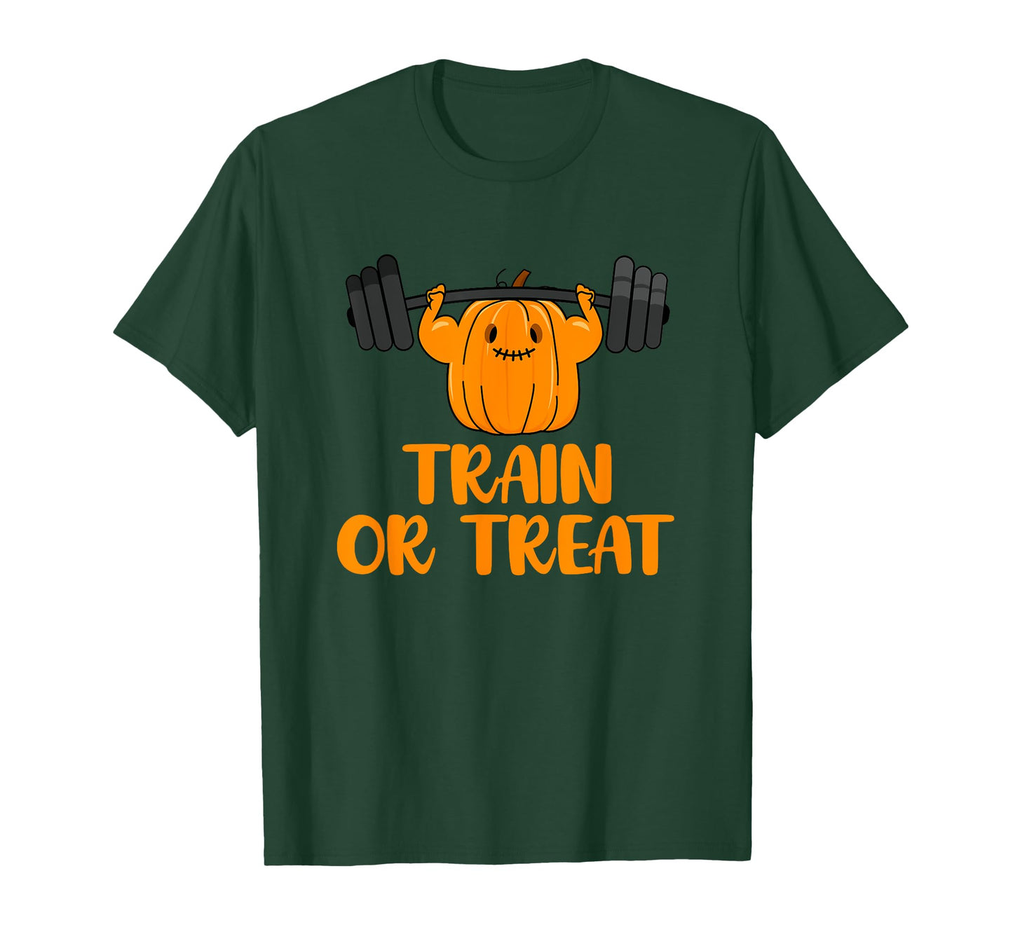 Train or Treat Funny Halloween Pumpkin Gym Workout Lifting T-Shirt