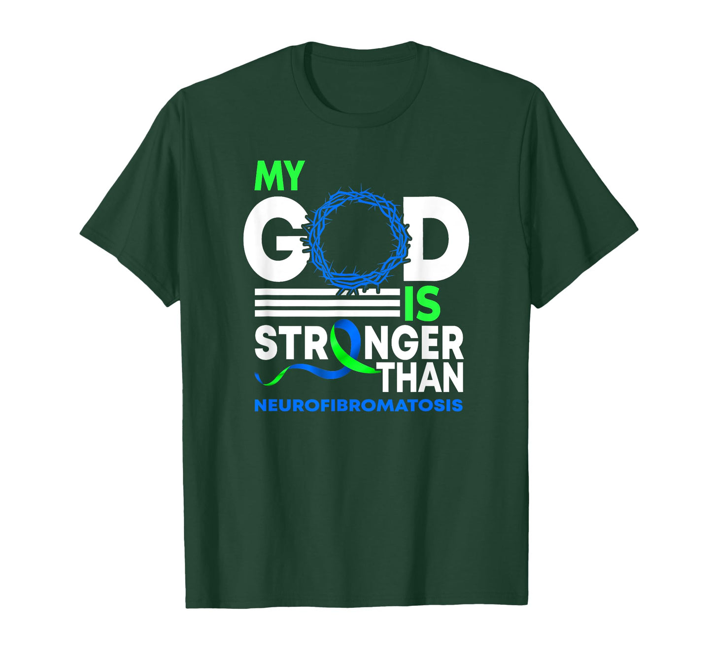 My God Is Stronger Than Neurofibromatosis Awareness Ribbon T-Shirt