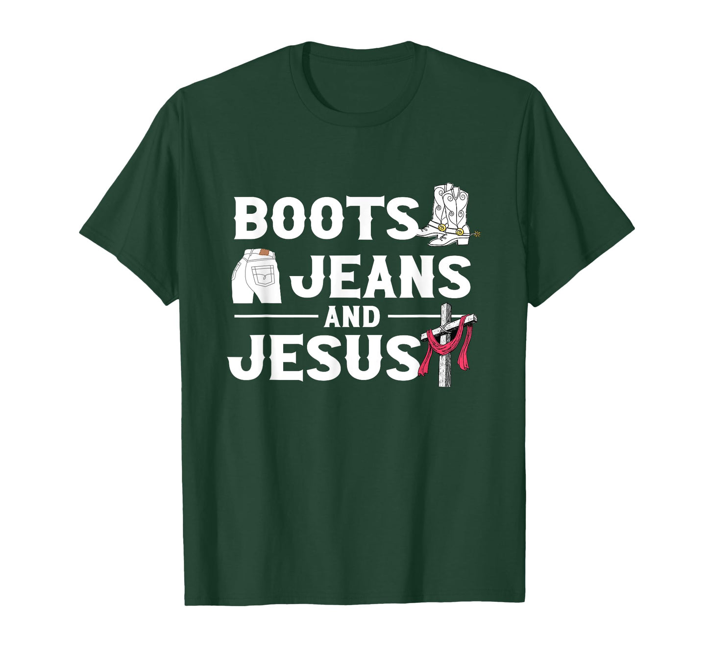 Boots Jeans And Jesus | Western Wild West | Cowgirl Cowboy T-Shirt