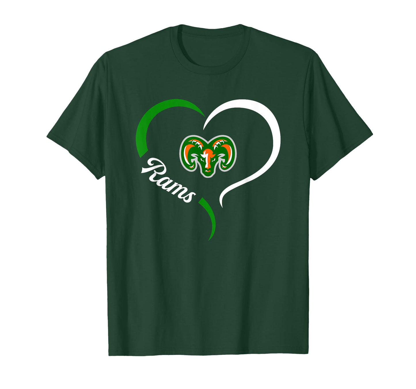Eastside Rams Logo Half Heart Slogan HS T-Shirt
