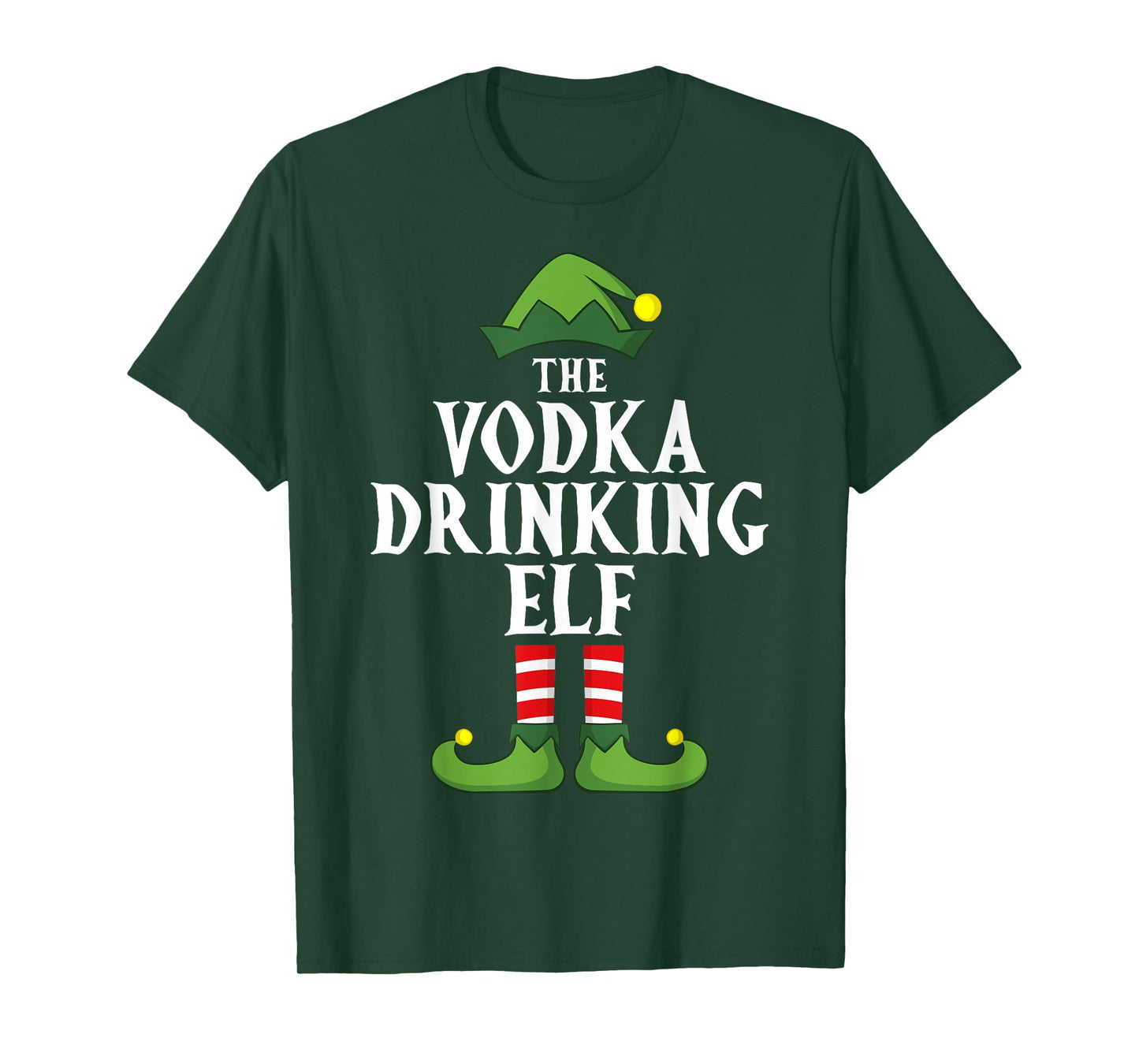 Vodka Drinking Elf Christmas Pajama Family Group Matching T-Shirt