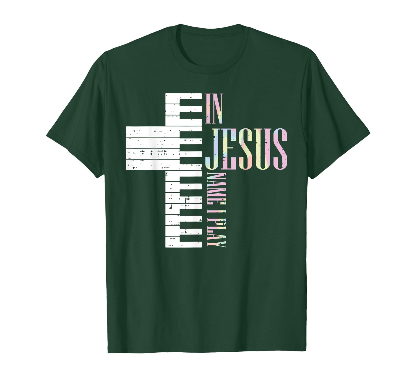 Jesus Name I Play Piano Christian Pianist Men Women Kids T-Shirt