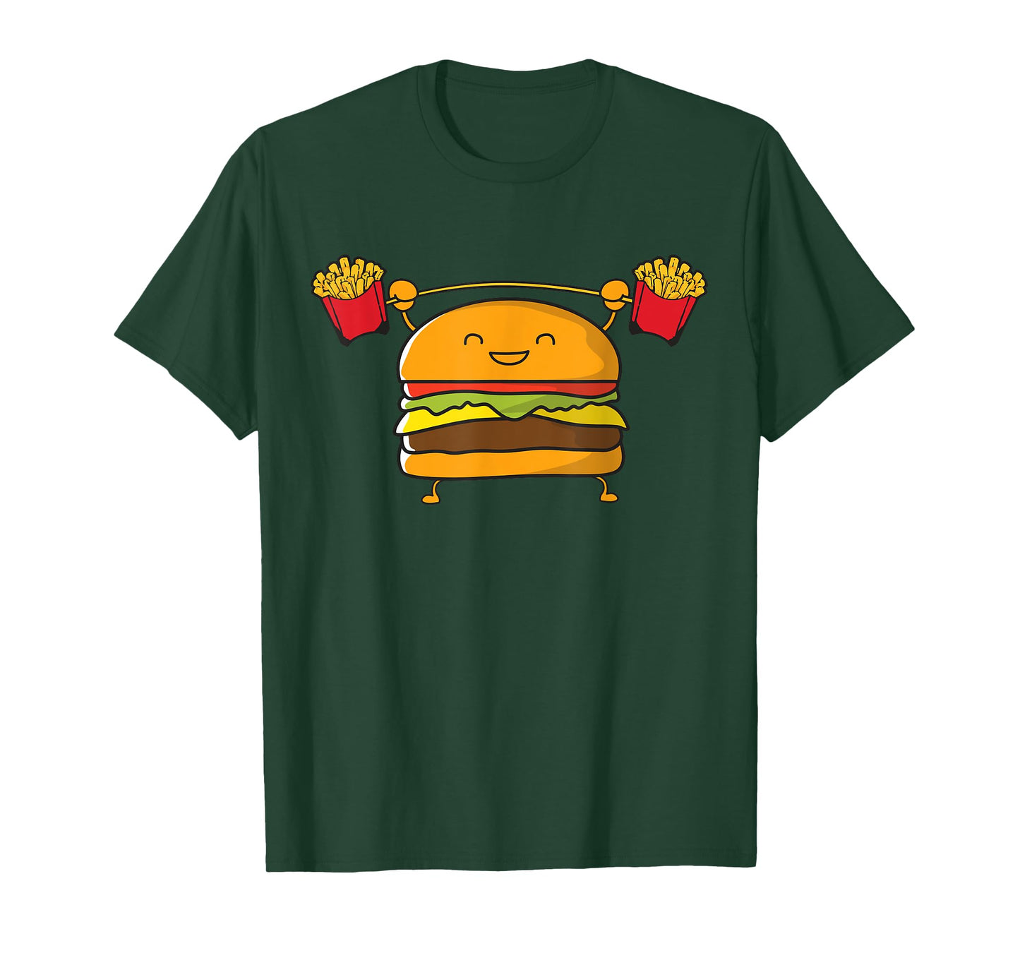 Burger Fries Funny Food Snatch Squat Barbell Weight T-Shirt