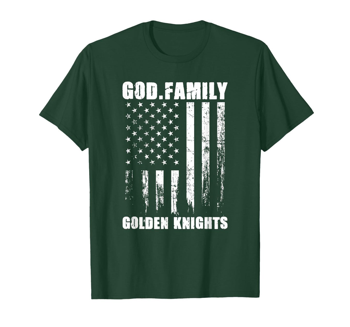 God. Family. Golden Knights. Vintage USA Flag T-Shirt