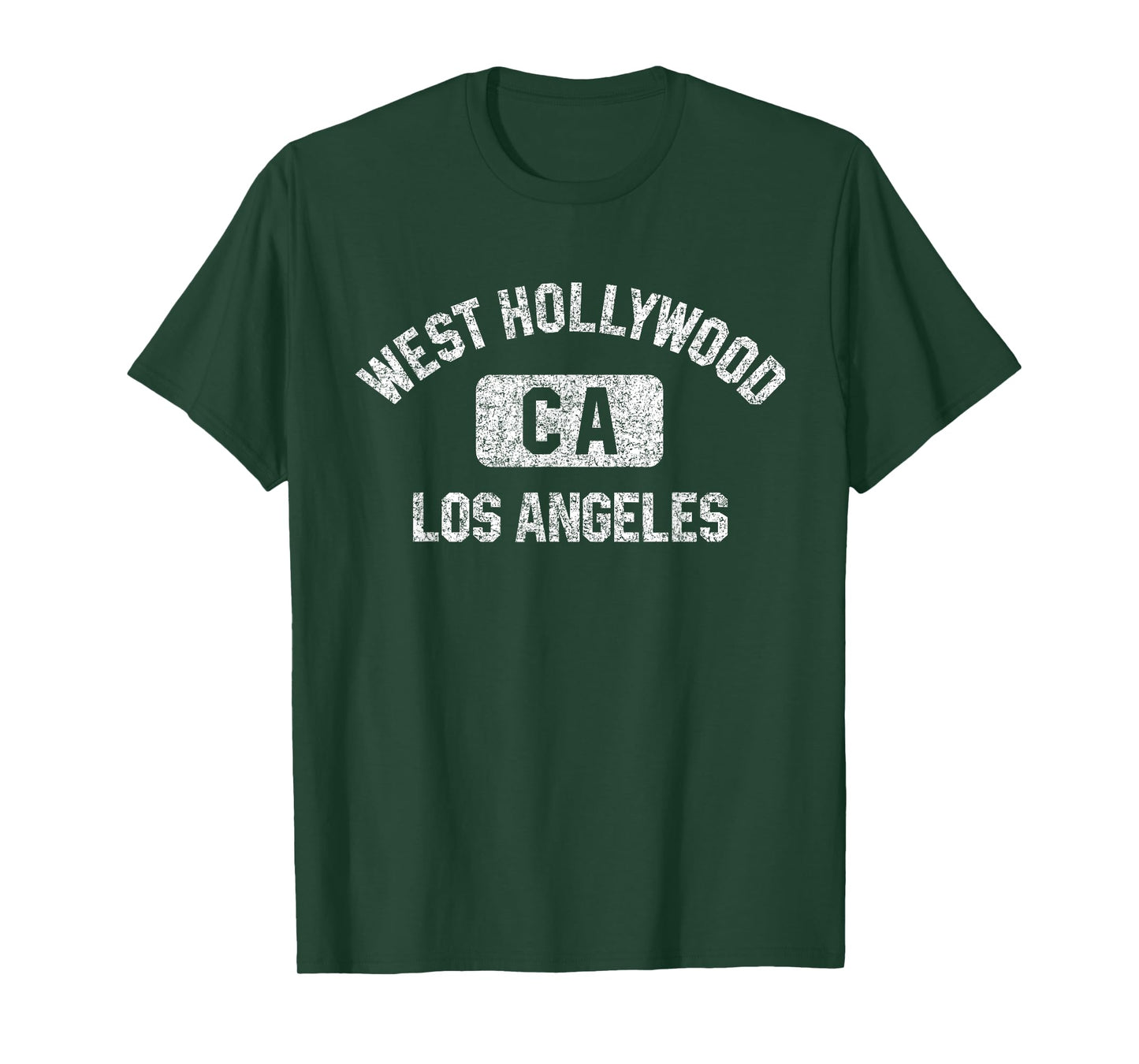 West Hollywood Los Angeles Gym Style Distressed White Print T-Shirt