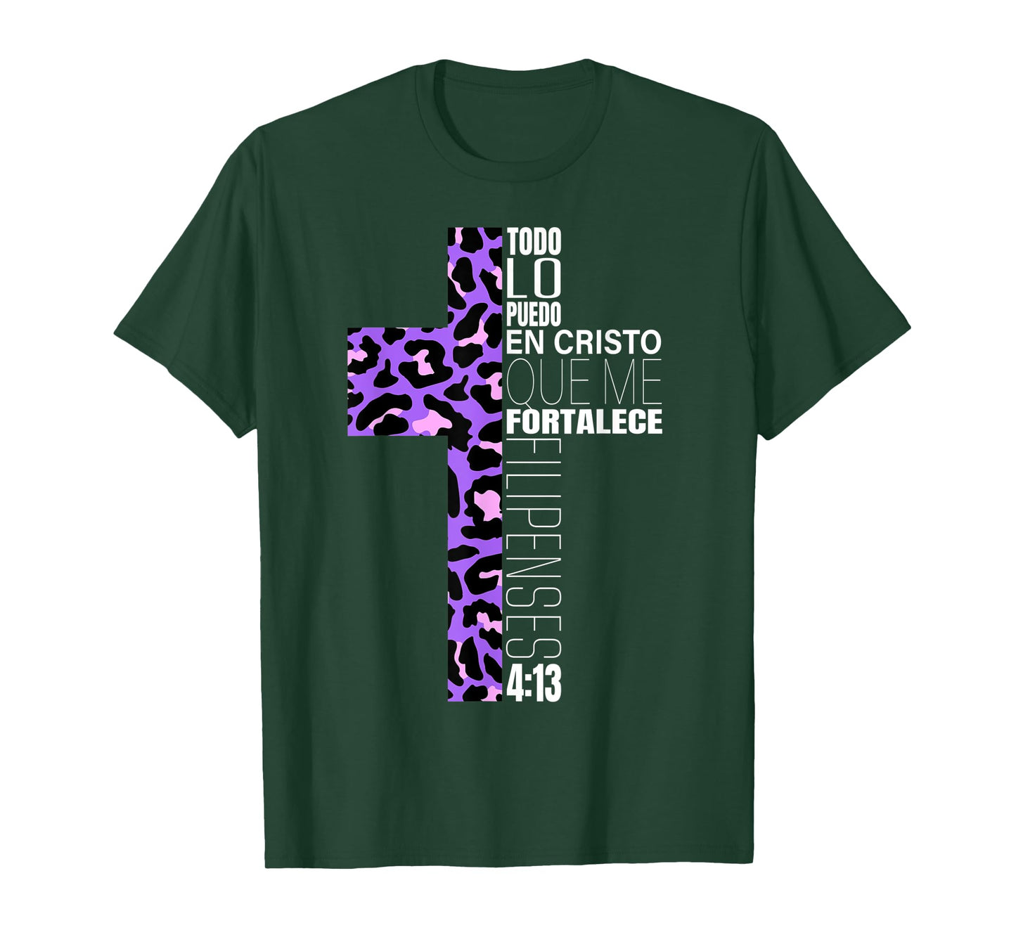 Leopard Print Filipenses 4:13 Spanish Gifts Women Teen Girls T-Shirt