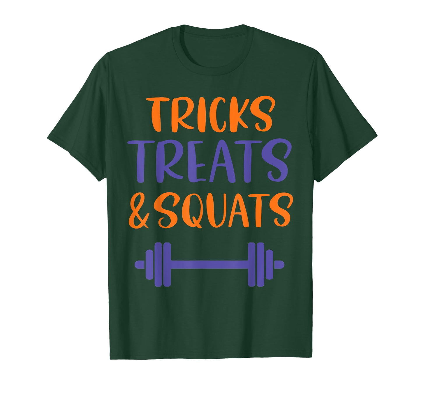 Tricks Treats and Squats Funny Halloween Gym Workout T-Shirt