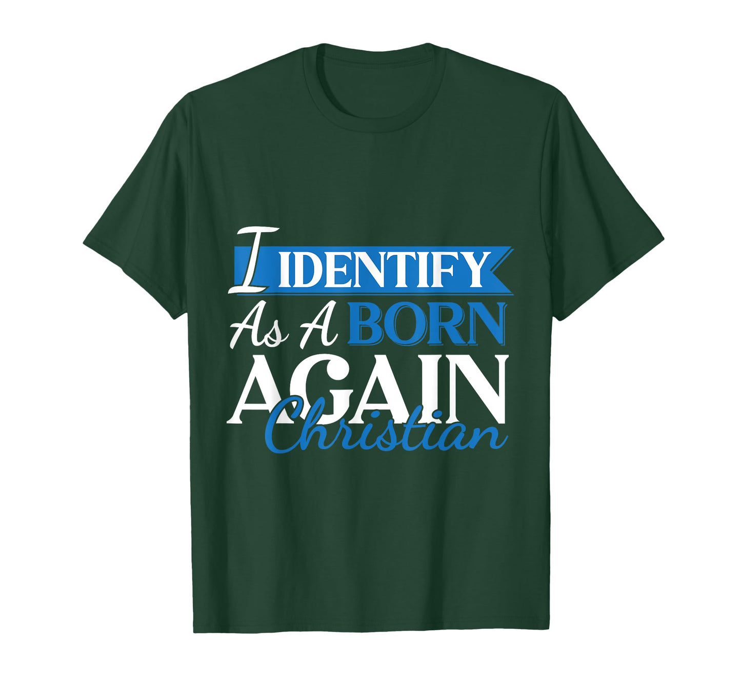 Urbanteesstore Christian Motivational 'I Identify As A Born Again Christian' T-Shirt - Unisex-Adults/Kids, Black, Small, Short Sleeve, Cotton 65% Polyester 35%