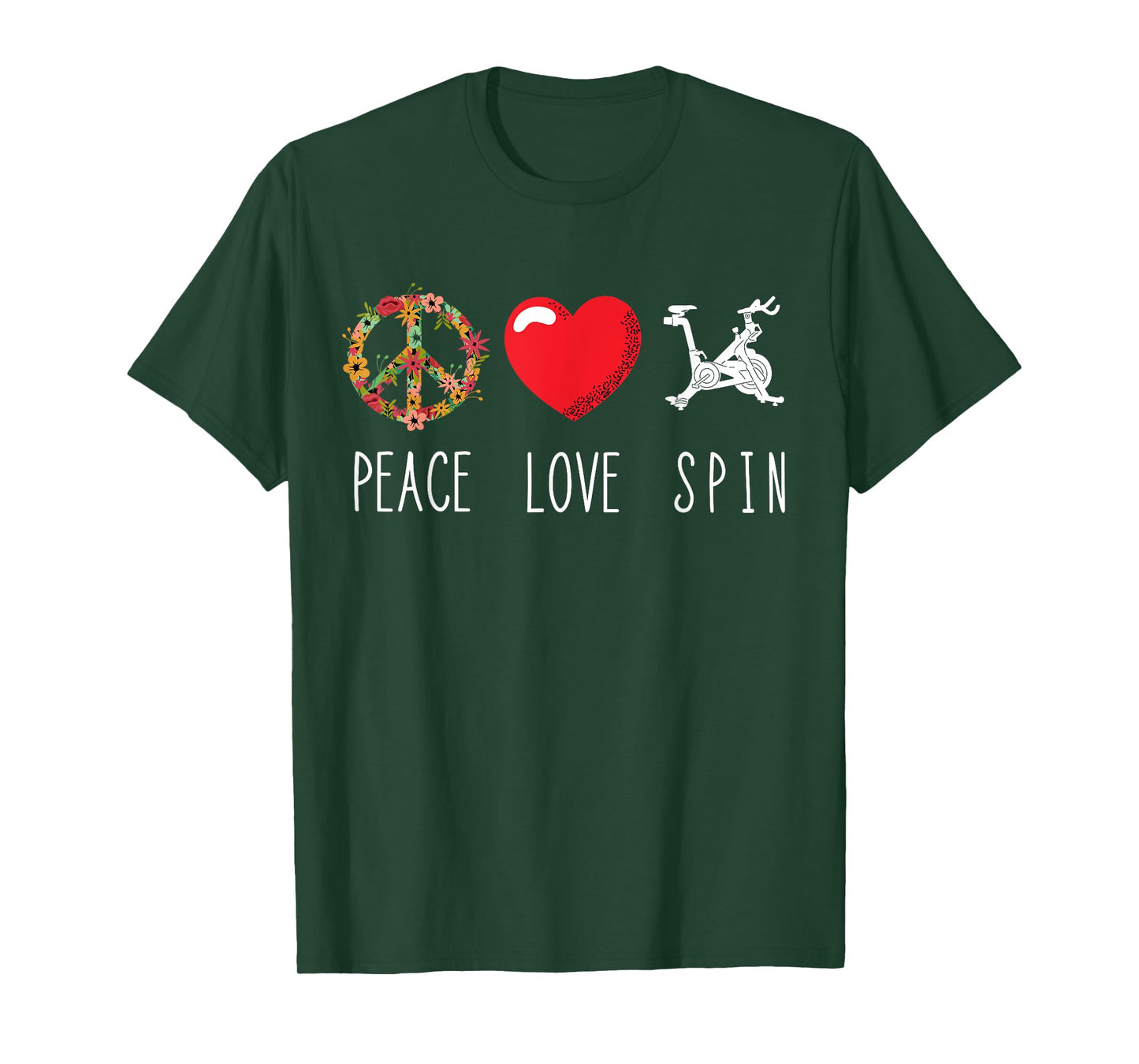 Spinning Bicycle Gym Love Peace Indoor Spinning Fitness T-Shirt