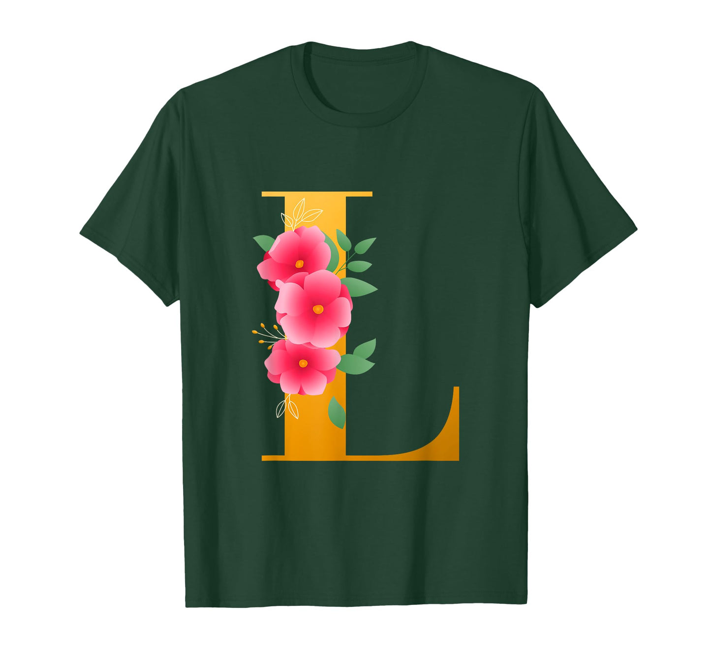 Floral L Alphabet Cute Initial Monogram Letter L Graphic T-Shirt