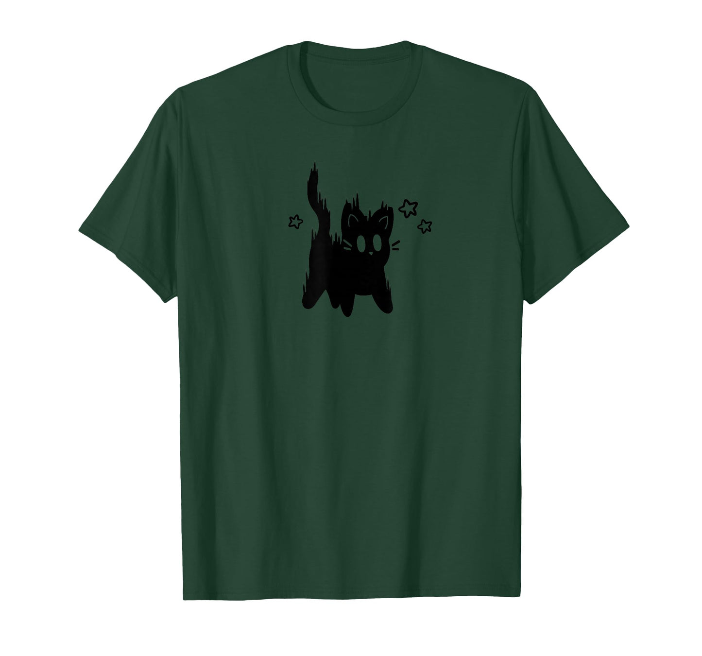 Y2K 90s Cute Scary Cat Tomcat is Scared under Starry T-Shirt