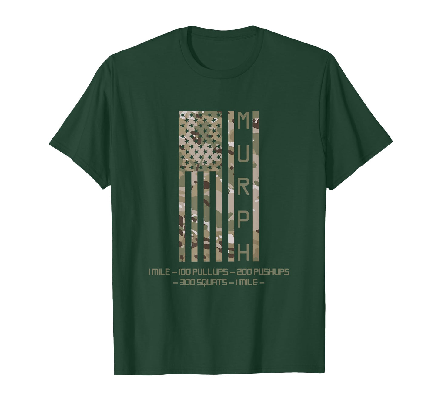 Murph Memorial Day Workout WOD Cam Multi Camo Flag vertical T-Shirt