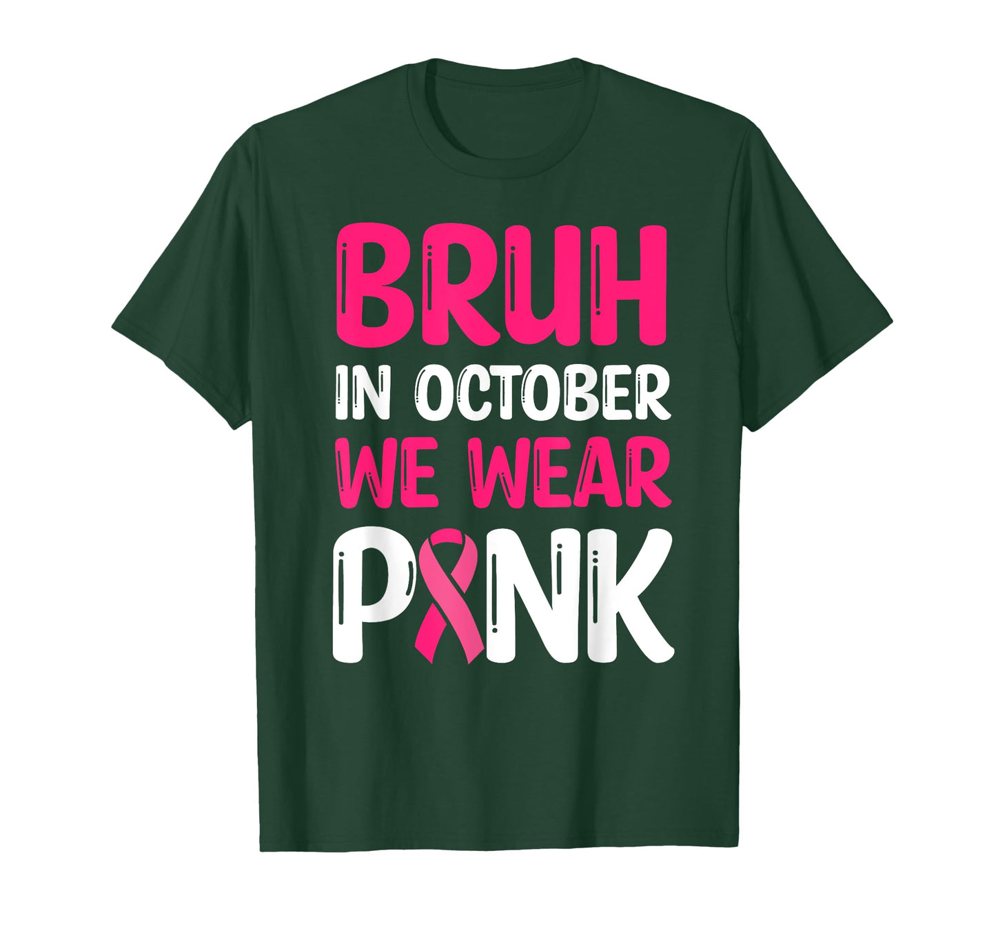 Bruh Kids Boys For In October Wear Pink Breast Cancer T-Shirt