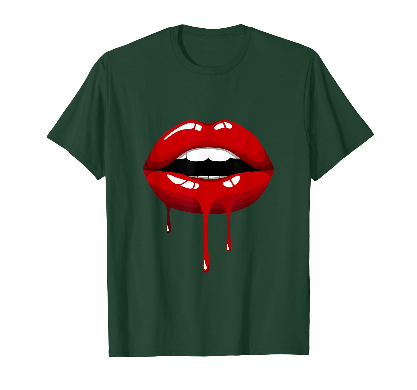 Cool Women Fashionable Red Lips Short Sleeve Graphic Design T-Shirt