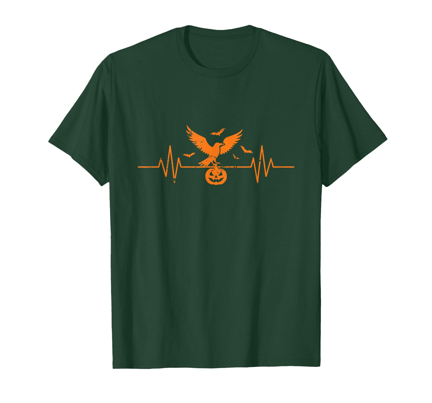 Raven Pumpkin Heartbeat Halloween T-Shirt