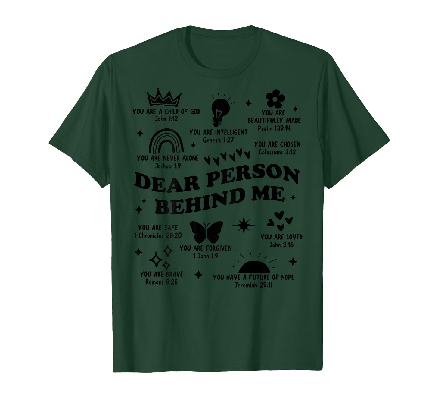 Dear Person Behind Me Bible Boho Christian Love Back Print T-Shirt