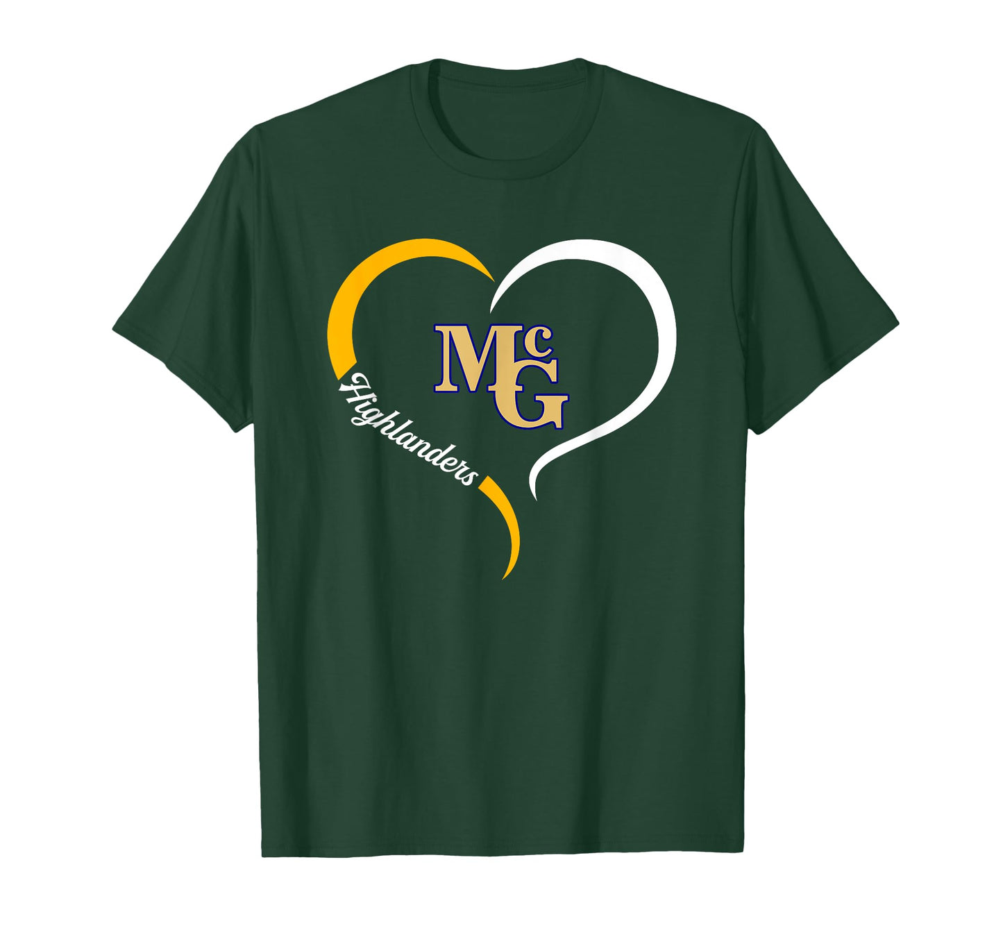 Mcguffey Highlanders Logo Half Heart Slogan HS T-Shirt