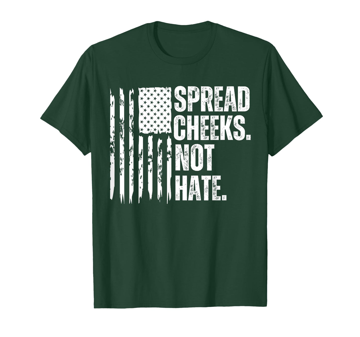 Funny Vintage Spread Cheeks Not Hate USA Flag T-Shirt