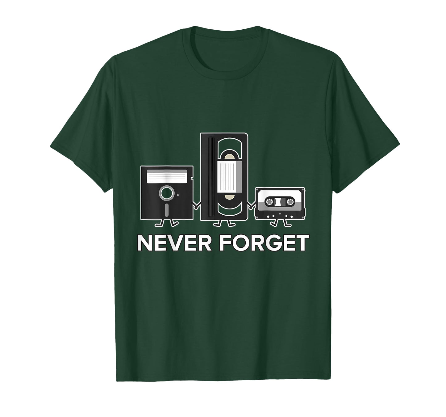 Never Forget T Shirt Funny Floppy Disk VHS Tape 90s 80s Tee T-Shirt