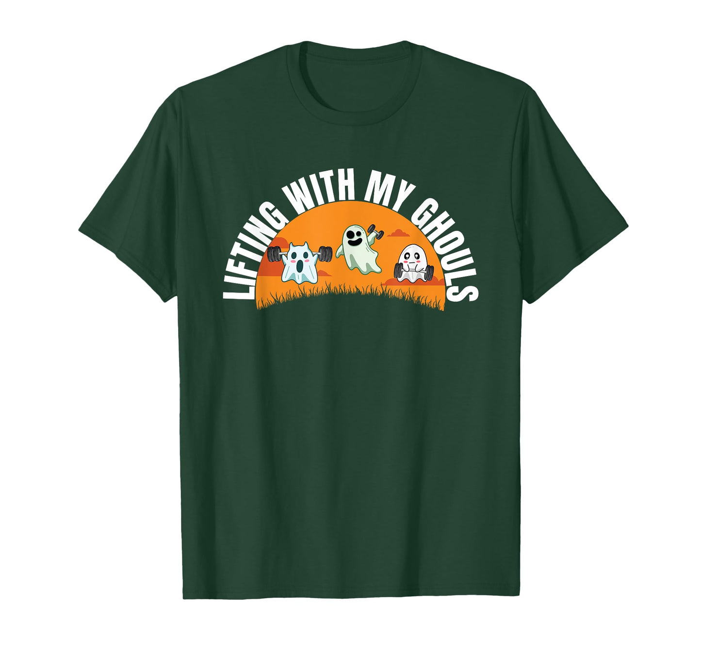 Lifting With My Ghouls Ghost Lifting Gym Workout Hallloween T-Shirt