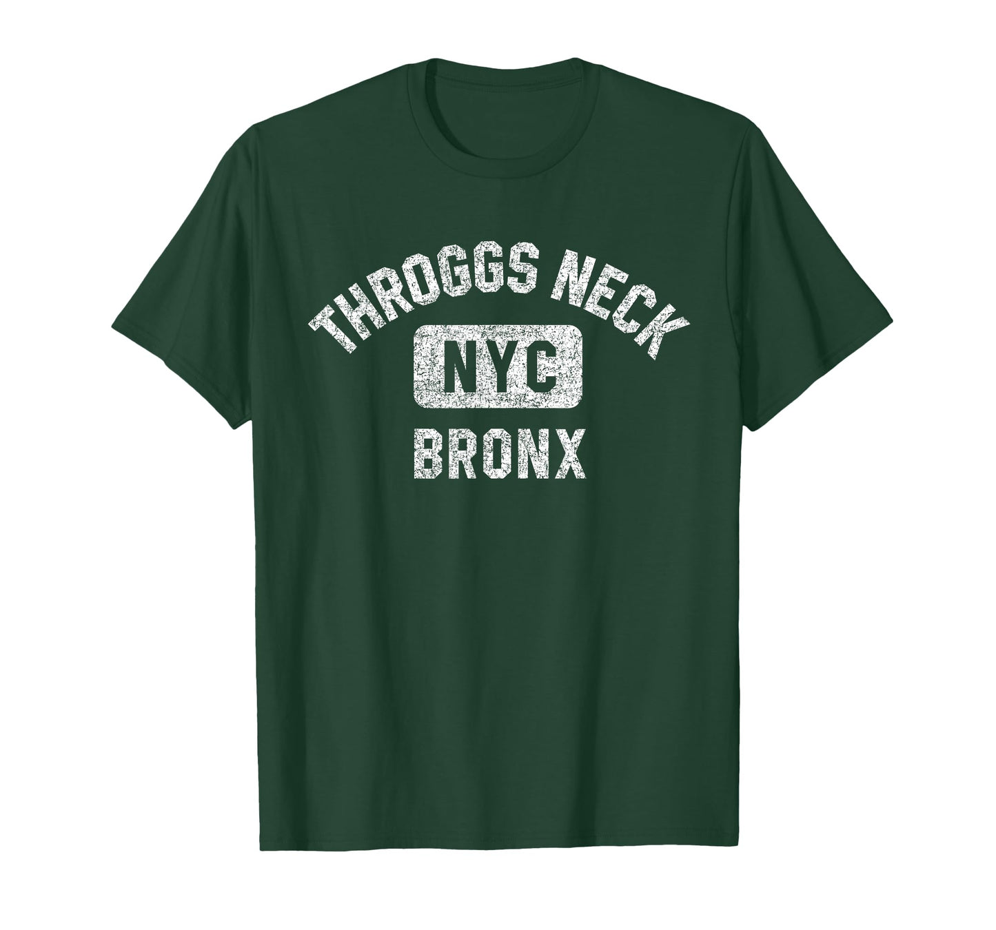 Throggs Neck Bronx NYC Gym Style Distressed White Print T-Shirt