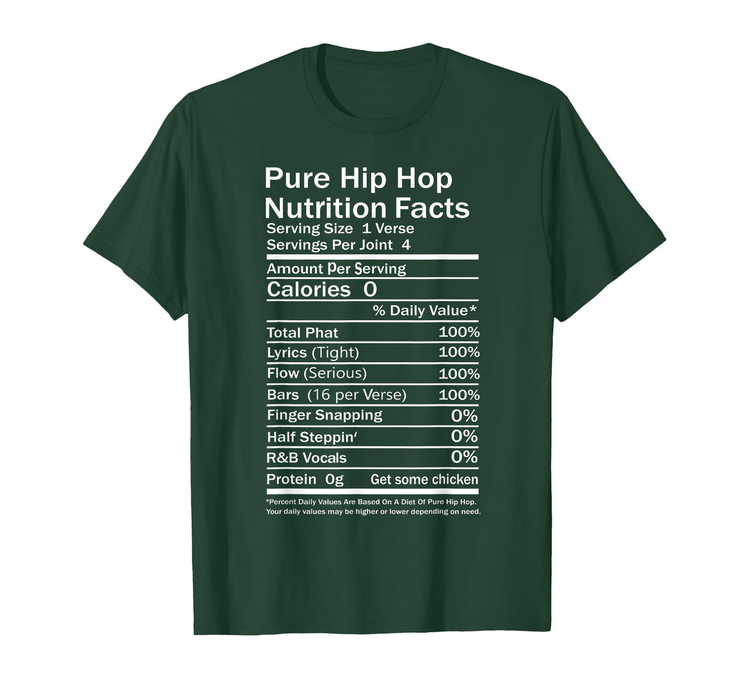 Hip Hop Nutrition Facts Concert Rap Music Joke Party Casual T-Shirt