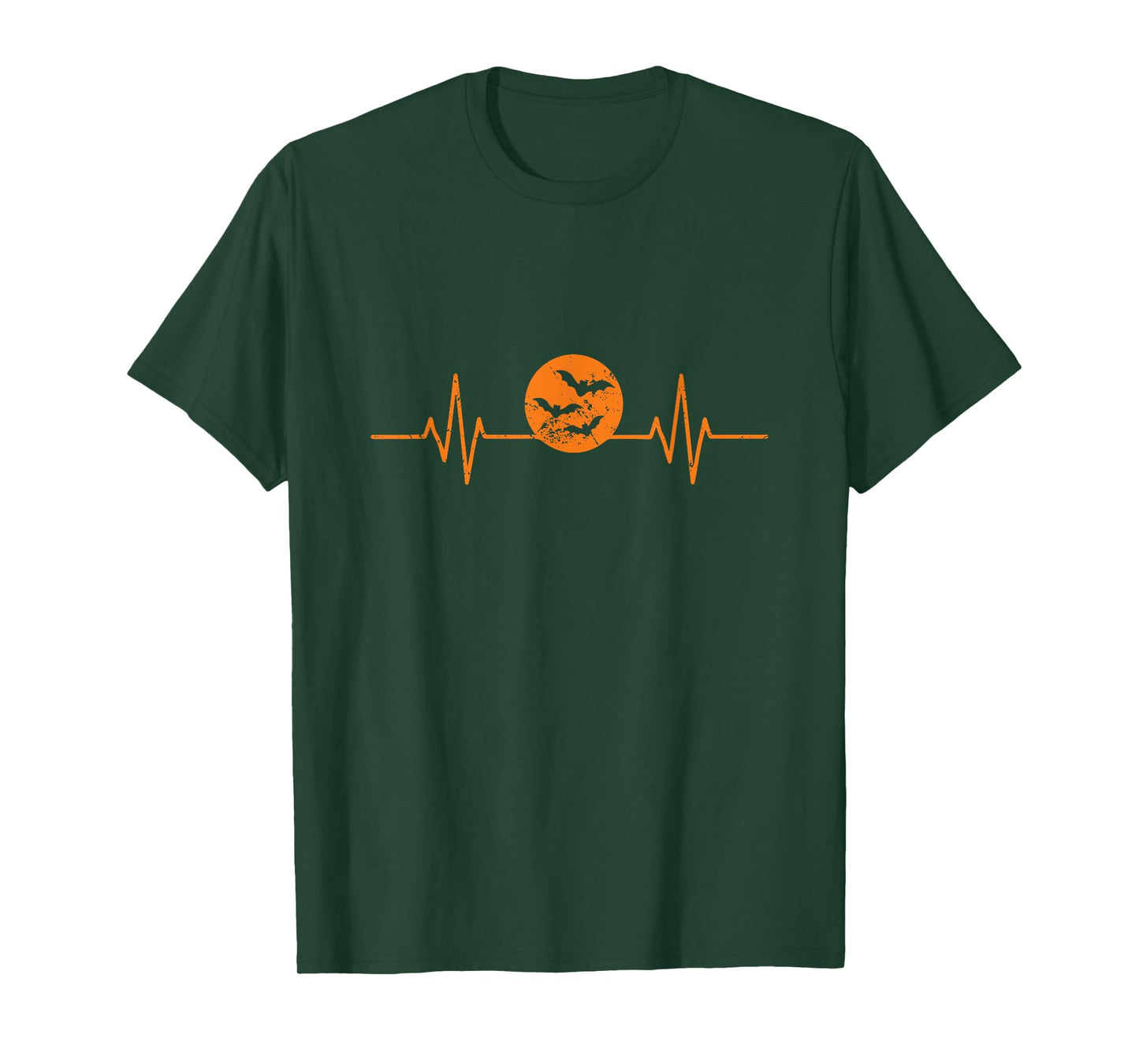 Moon with Bats Heartbeat EKG Line T-Shirt