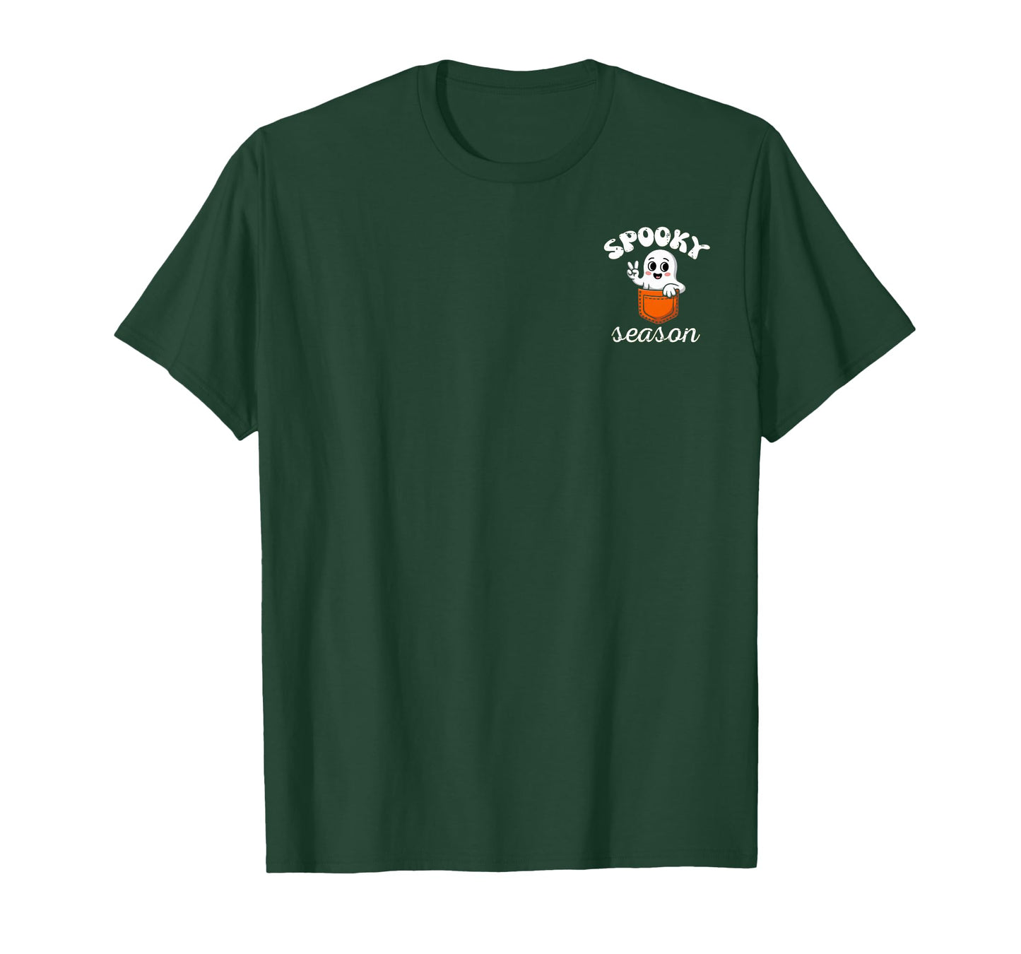 Halloween Ghost Spooky Season Costume Pocket Men Women Kids T-Shirt
