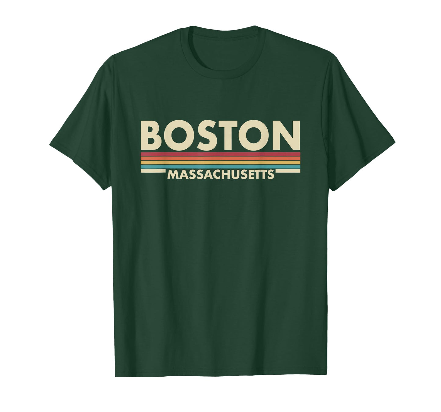 Graphic Club Inc. Boston - Massachusetts Vintage Retro Stripes Classic T-Shirt