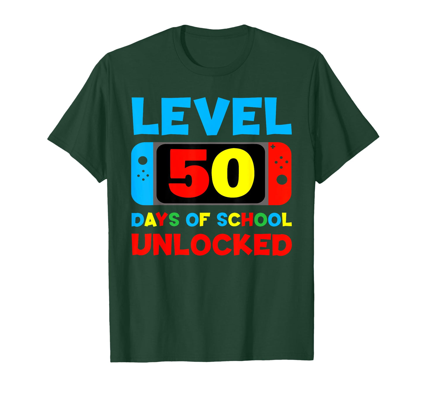 Level 50 Days Of School Unlocked 50th Day Of School Gamer T-Shirt