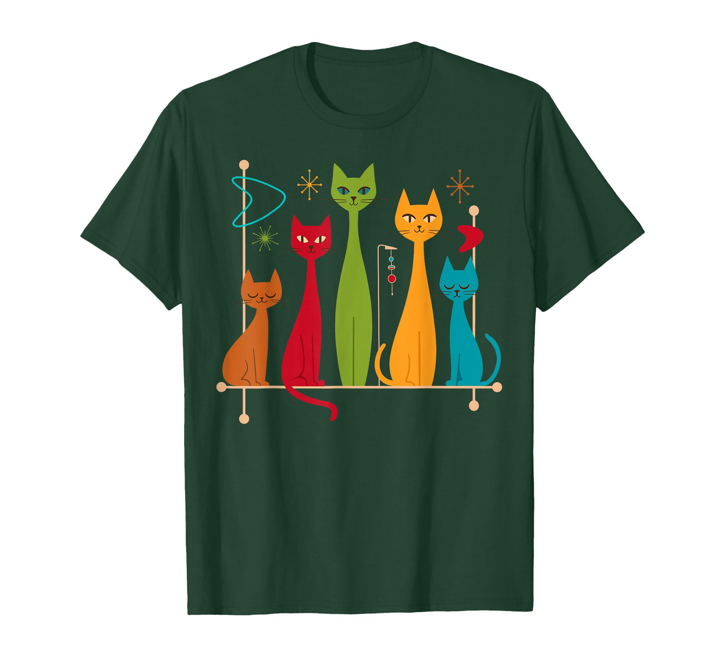 Retro Mid-Century Modern Cats 50s 60s Style T-Shirt
