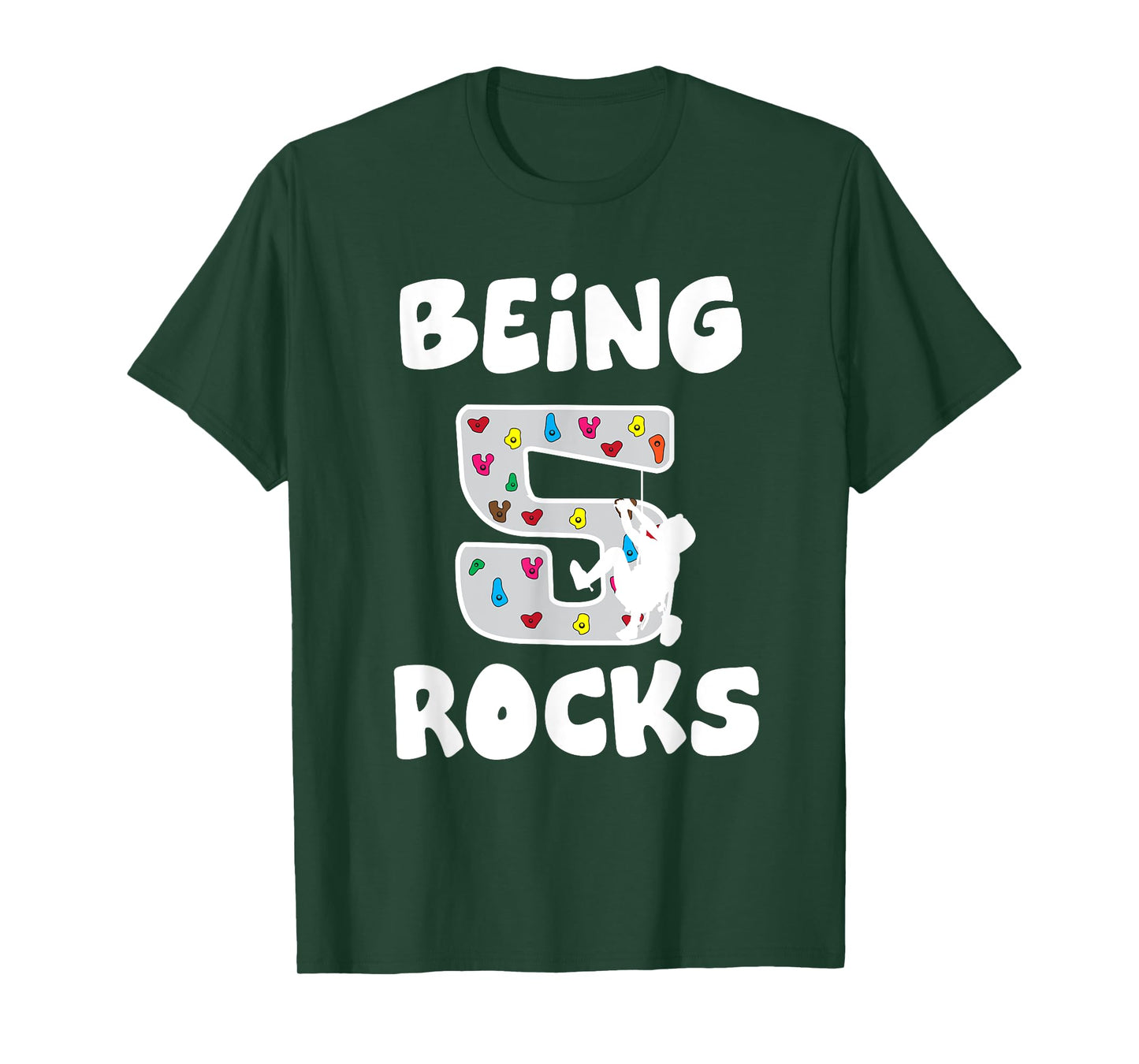 Rock Climbing Funny 5 Years Old 5th Birthday Gift For Kids T-Shirt