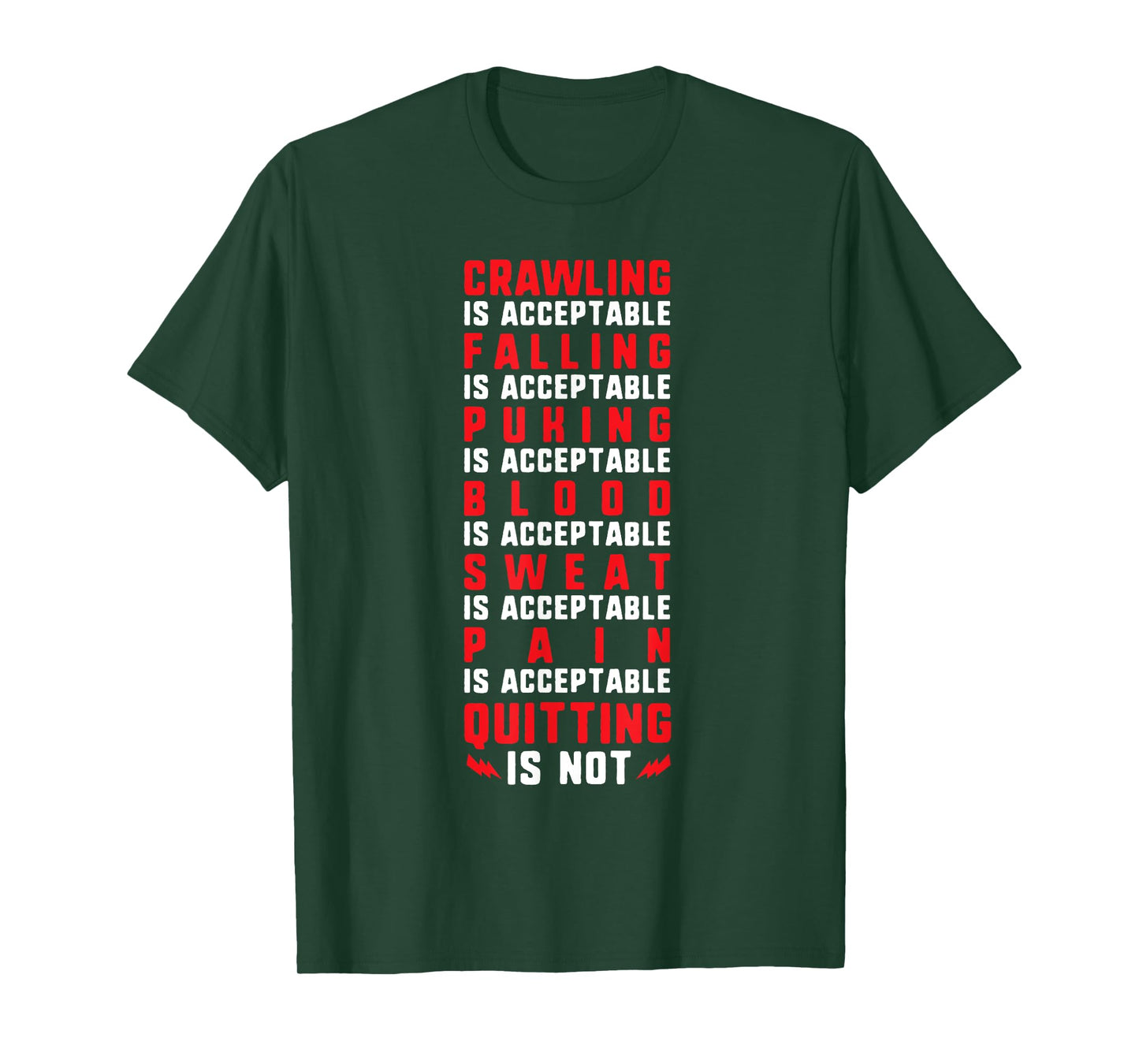 Pain Is Acceptable - Quitting Is Not - Gym Shirts Unisex-Adults Black Motivational Gym T-Shirt Small