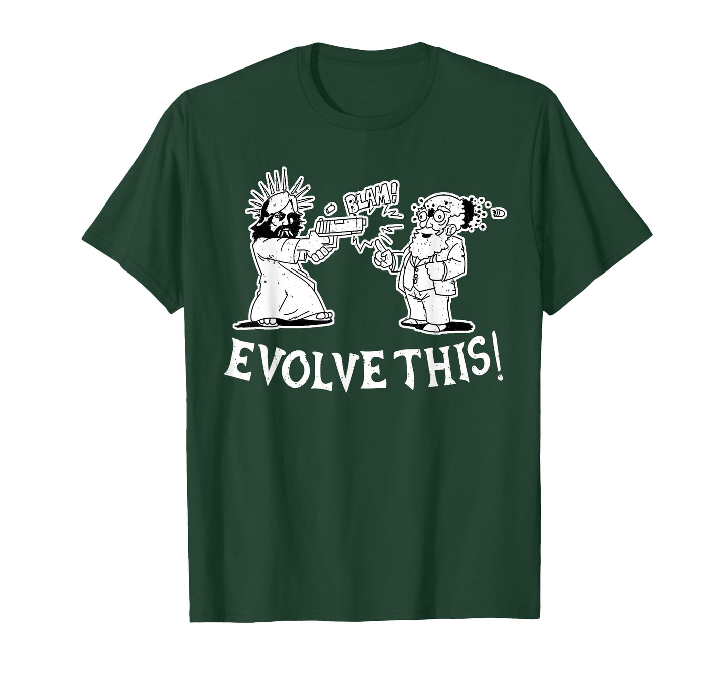 Vintage Evolve This Jesus And Darwin T-Shirt, Small, Black