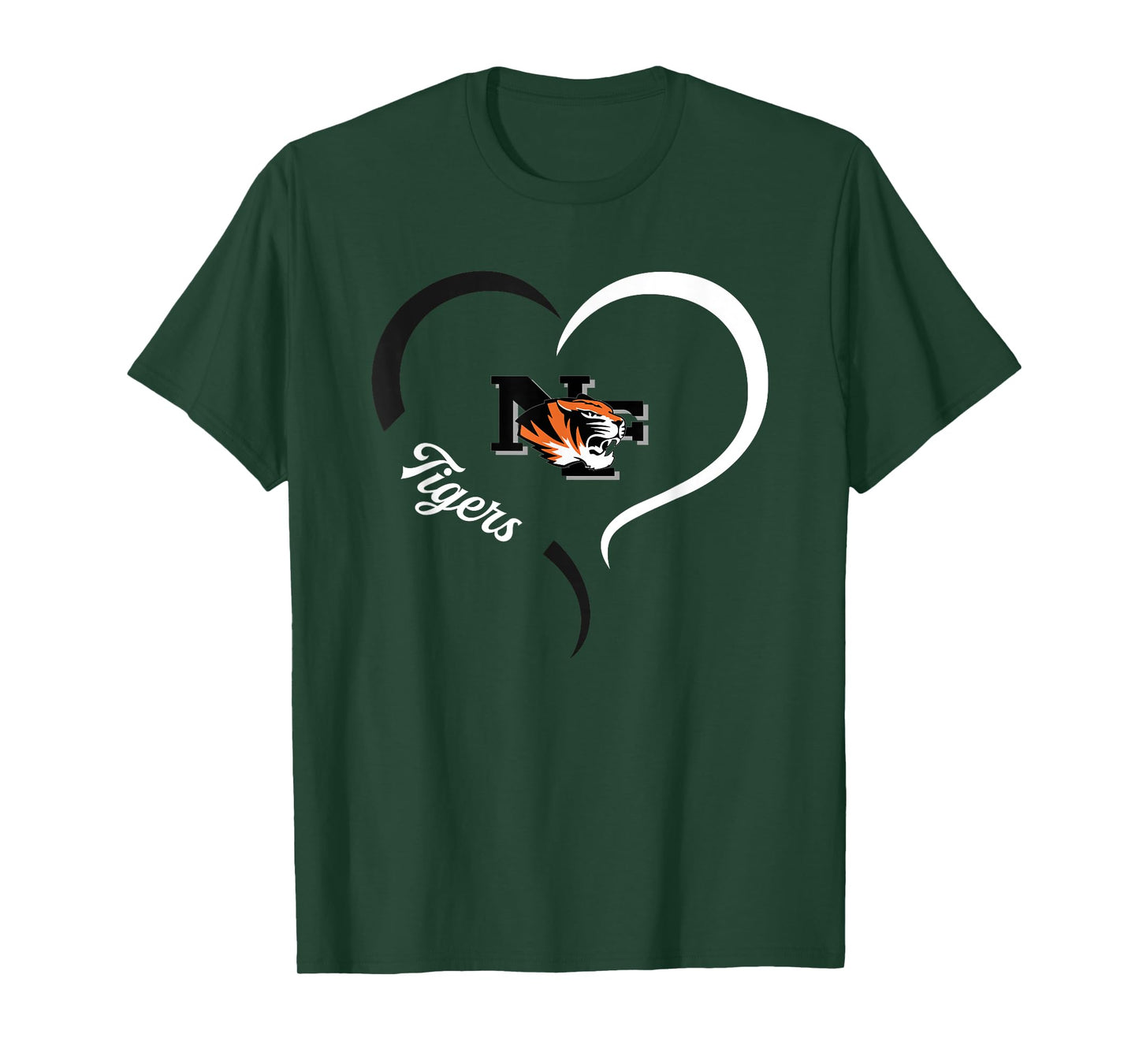 Newton Falls Tigers Logo Half Heart Slogan HS T-Shirt