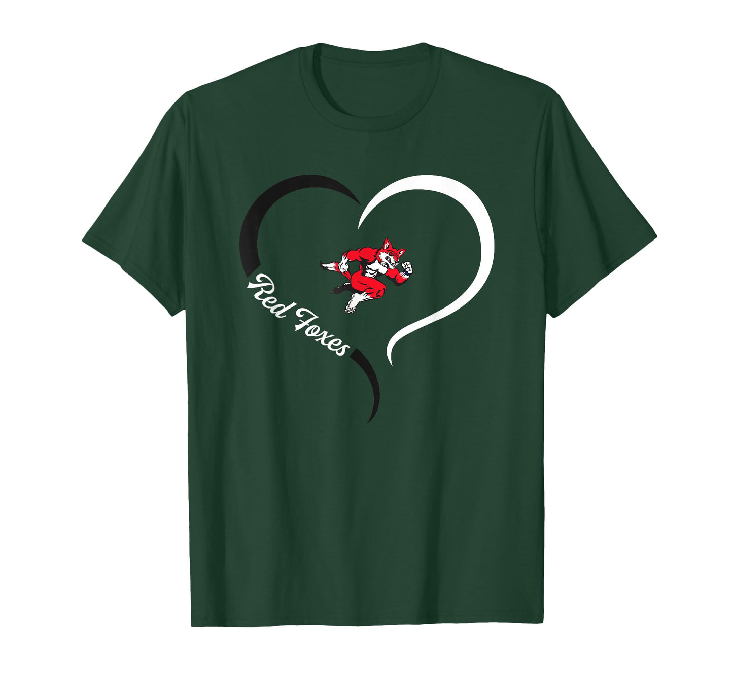 Hartsville Red Foxes Logo Half Heart Slogan HS T-Shirt