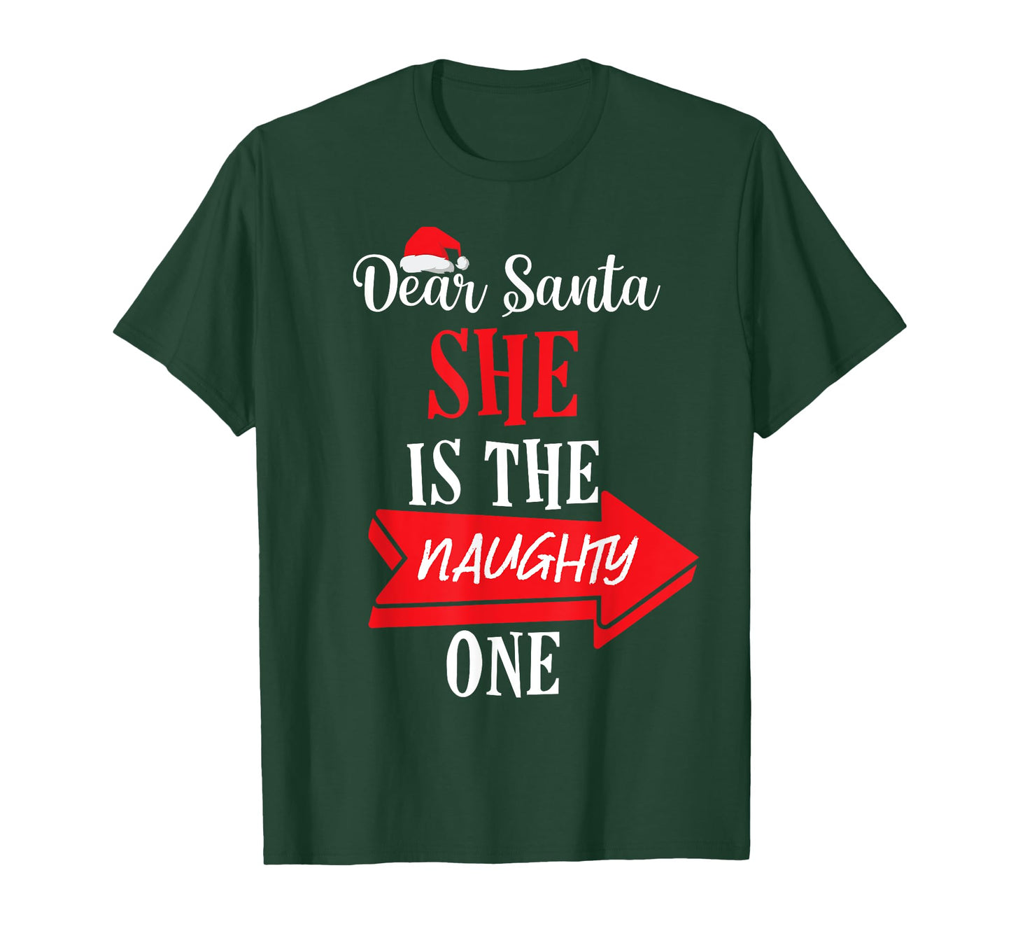 She is The Naughty One Christmas Matching Couple Boyfriend T-Shirt