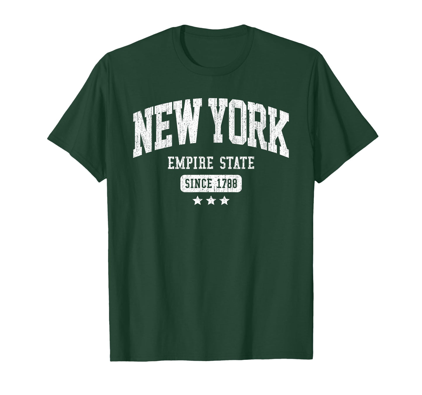 Vintage New York Empire State NYC Weathered White Text T-Shirt