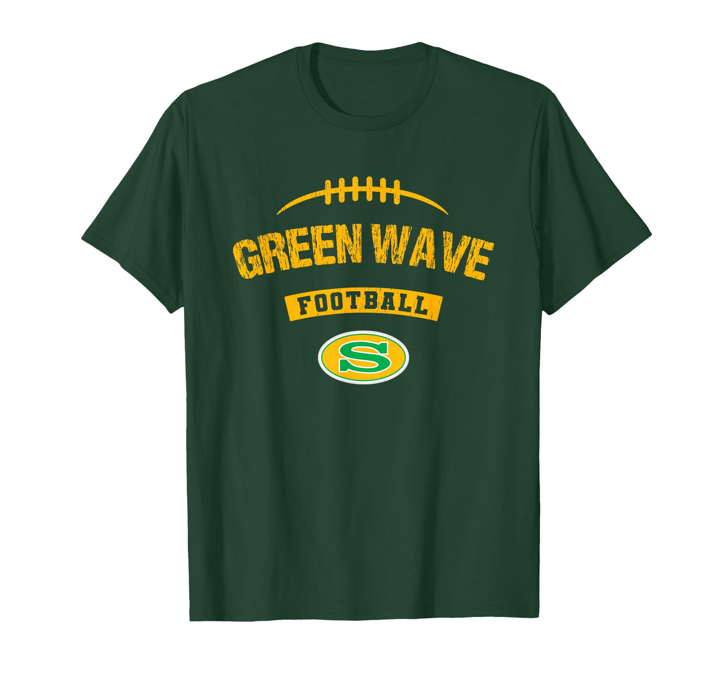 Summerville Green Wave Logo Football Distressed HS T-Shirt