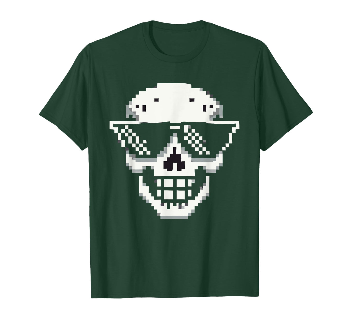 Pixel Cool Skull With Sunglasses Style T-Shirt