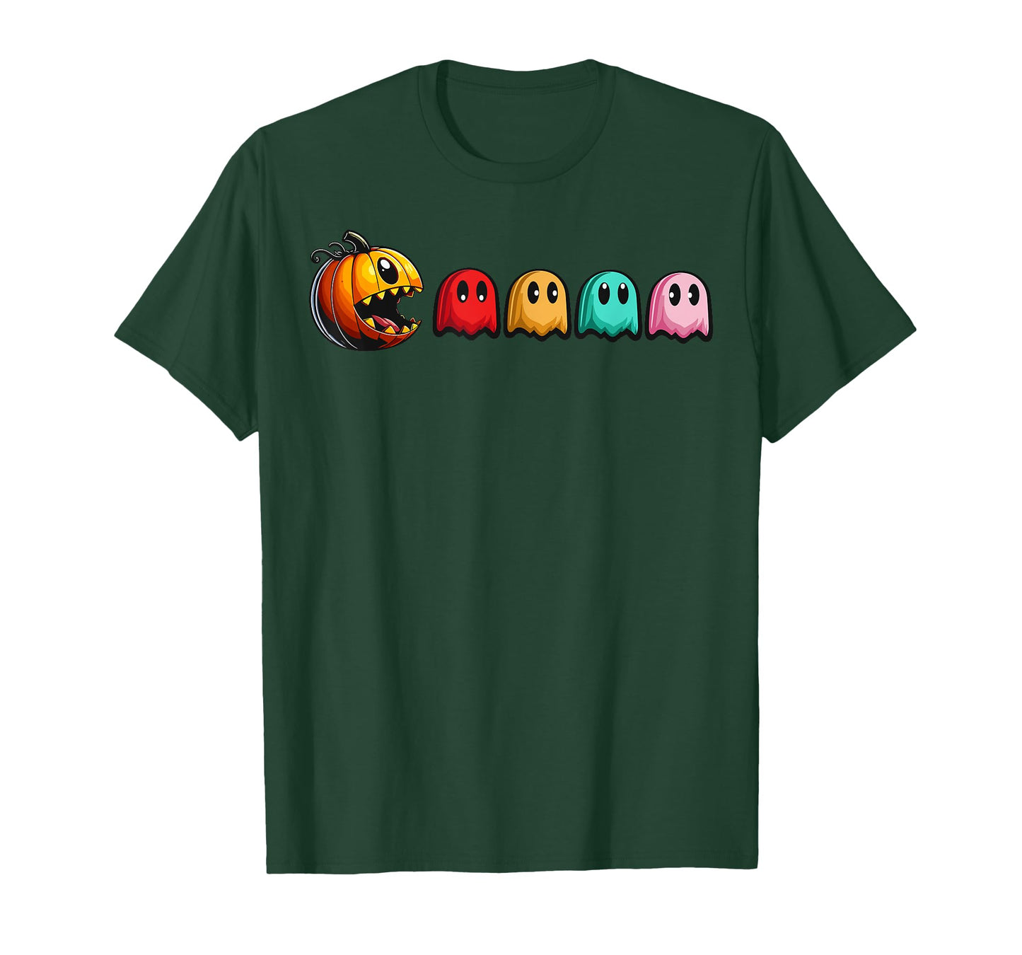 Halloween Pumpkin vs. Ghosts Retro Video Game T-Shirt