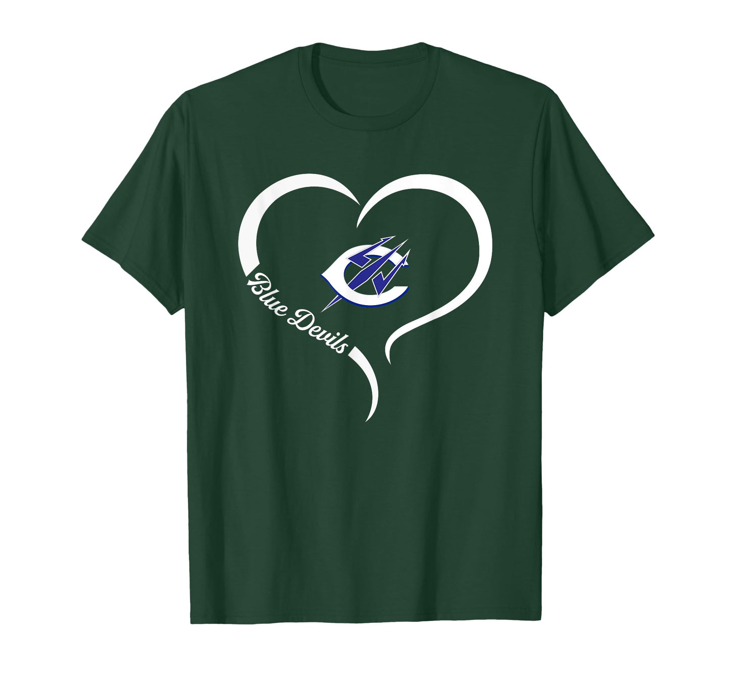 Clay Blue Devils Logo Half Heart Slogan HS T-Shirt