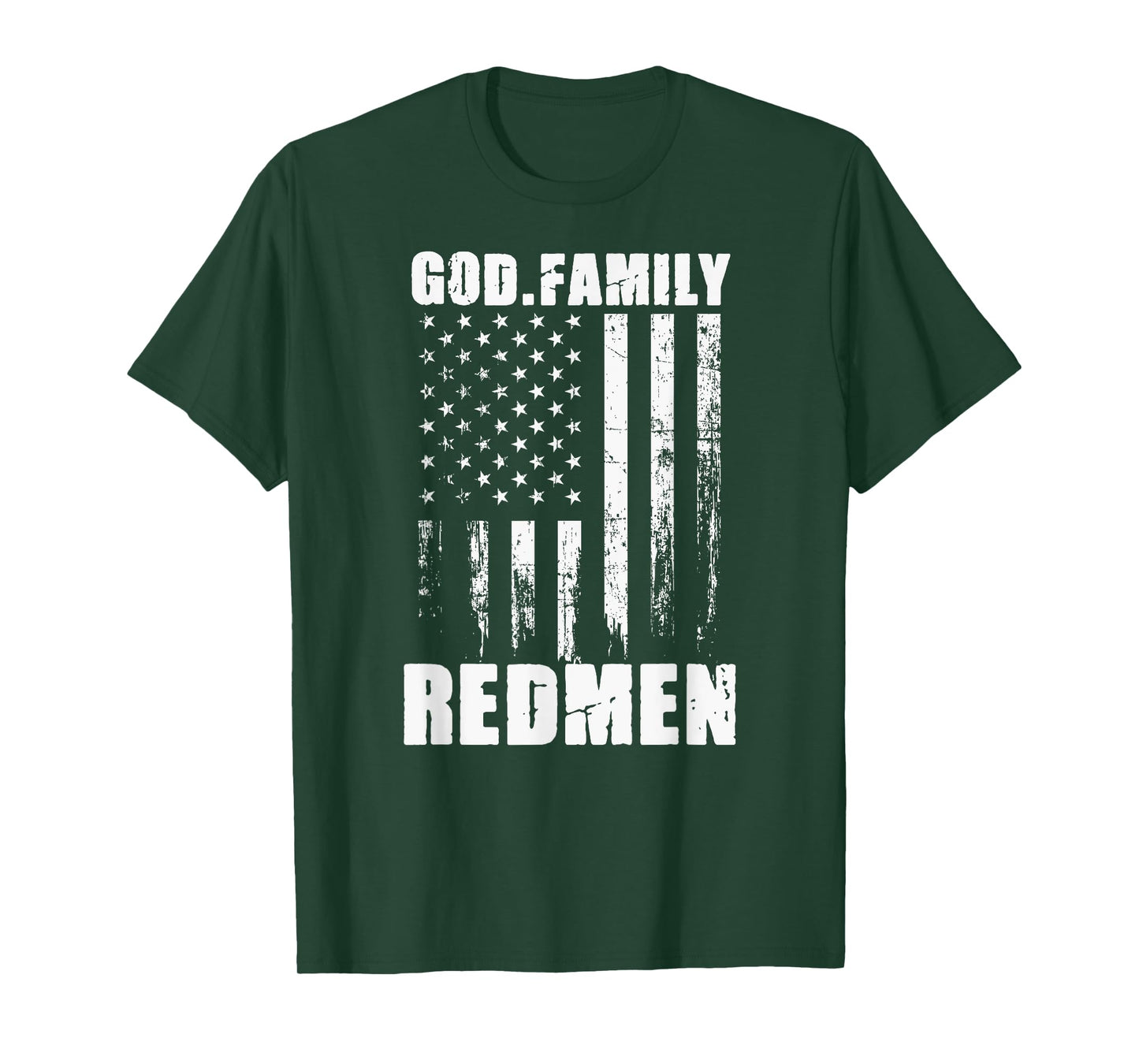 Rock Hill Redmen God. Family. Vintage USA Flag T-Shirt