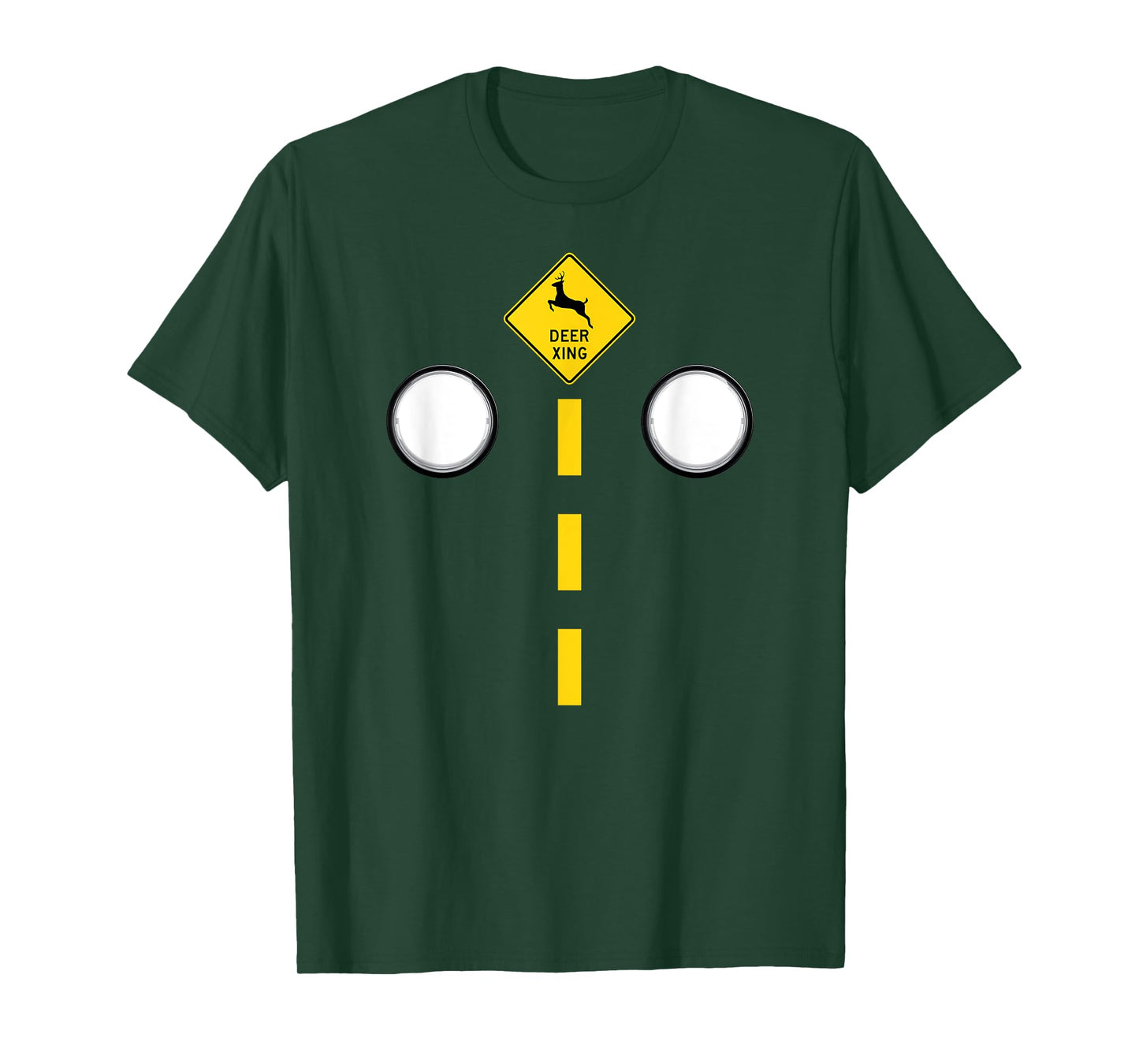 Headlights Deer Xing Road Markings Funny Halloween Costume T-Shirt