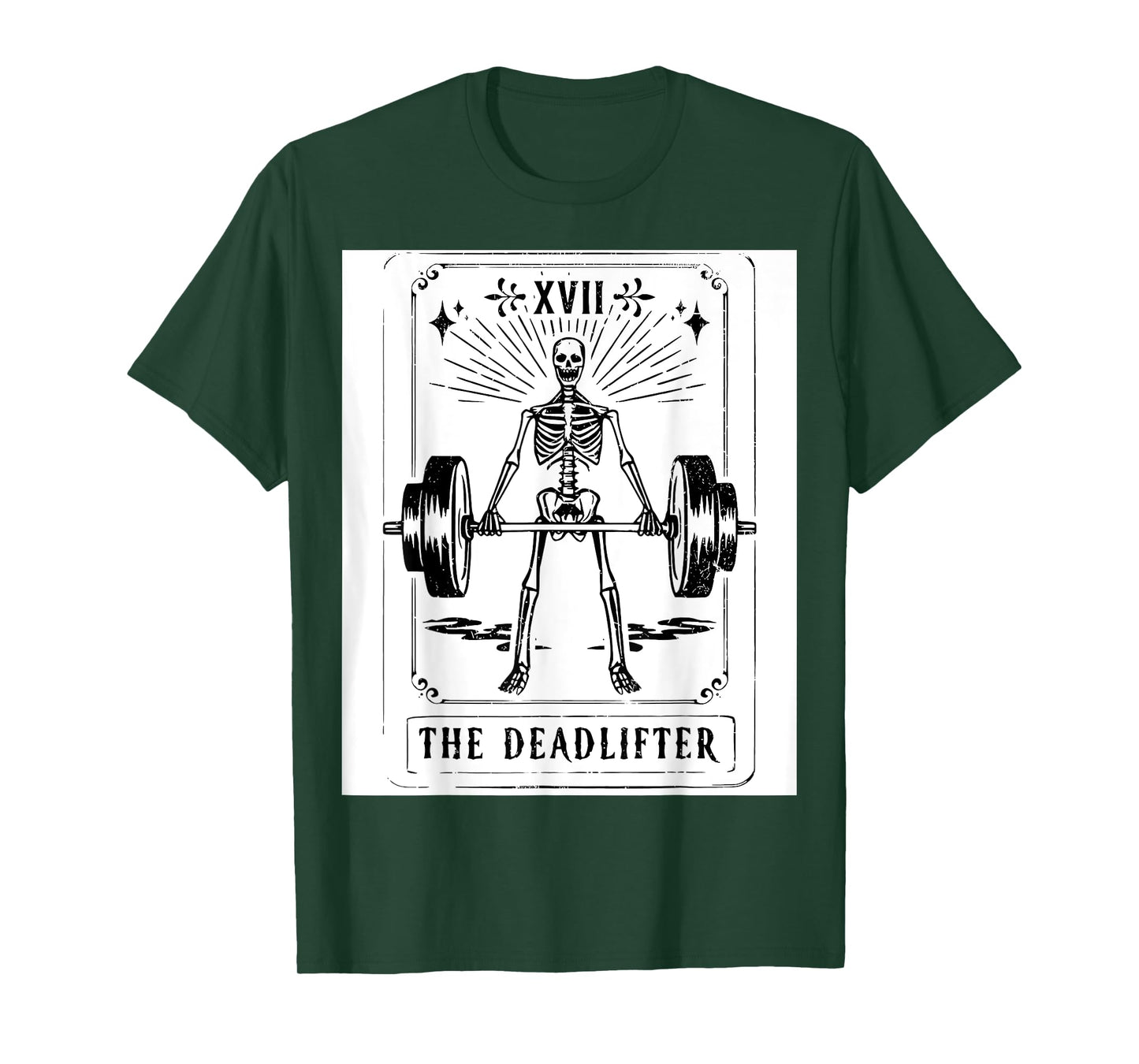 Deadlift Skeleton Tarot Card Fitness Workout Gym Weights T-Shirt