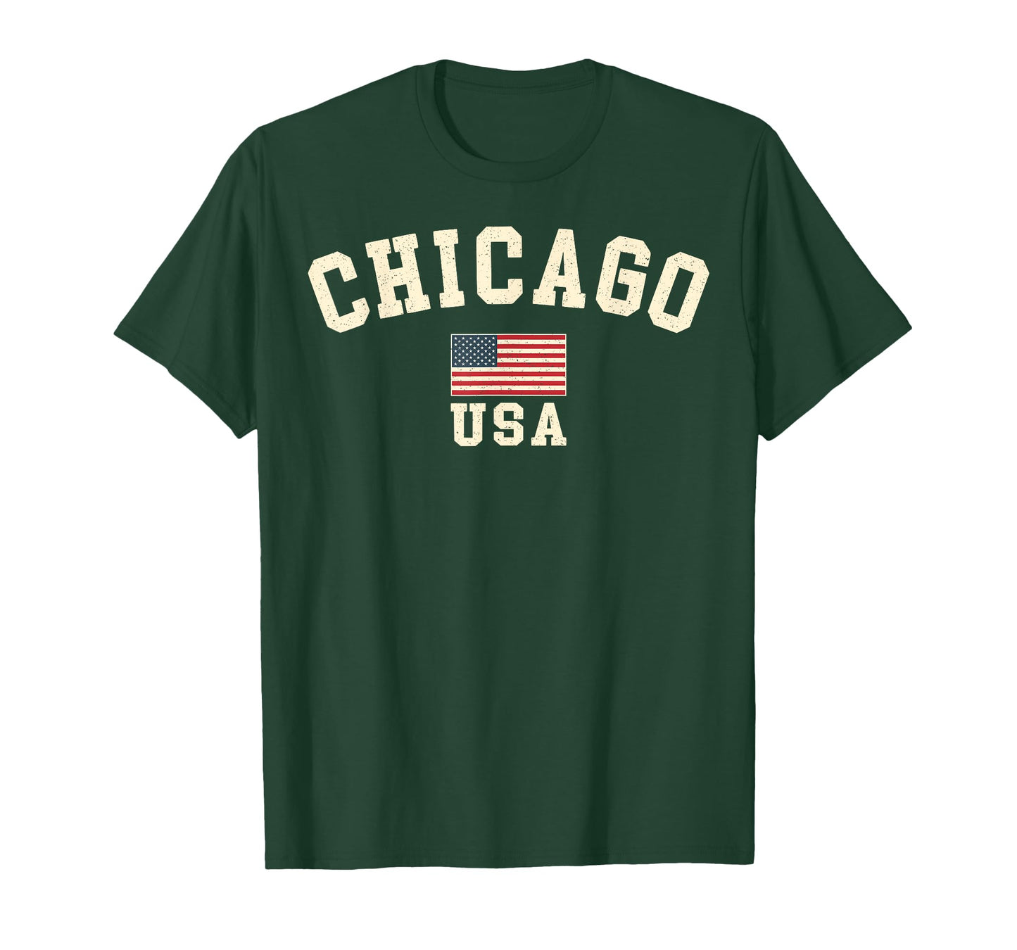 Vintage Chicago USA American Flag Illinois Souvenir Retro T-Shirt