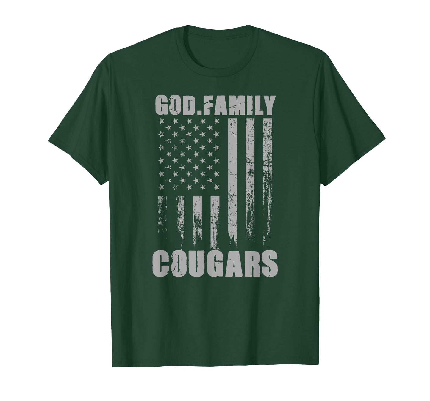 Franklin Cougars God. Family. Vintage USA Flag T-Shirt