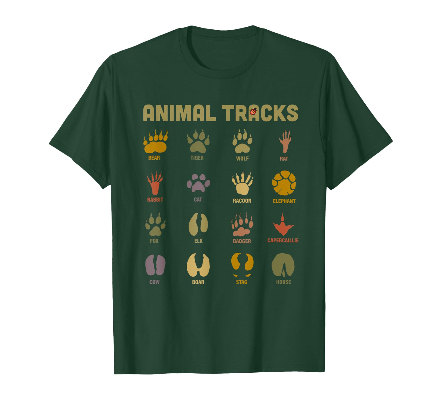 Children's Kids Wild Animal Tracks Childrens Learning Design T-Shirt