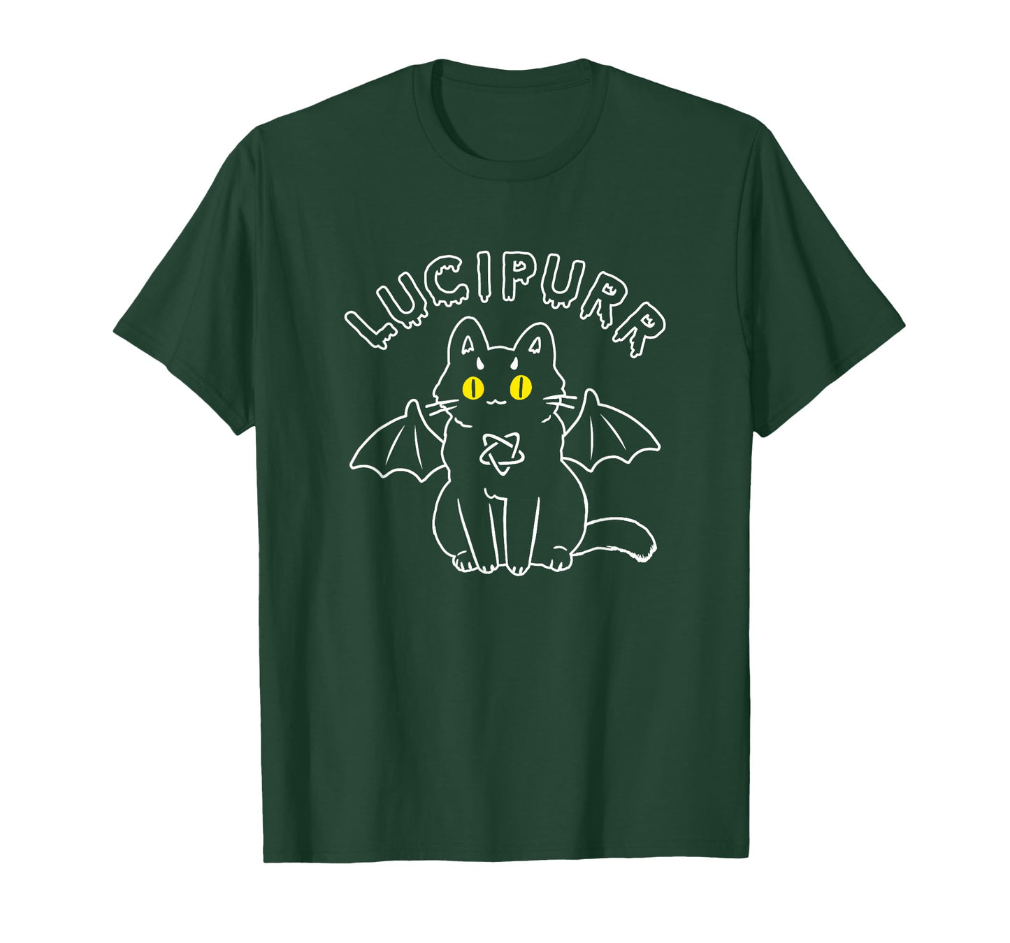 Lucipurr Cute Vampire Goth Cat With Pentagram And Bat Wings Men Women Girls Kids T-Shirt