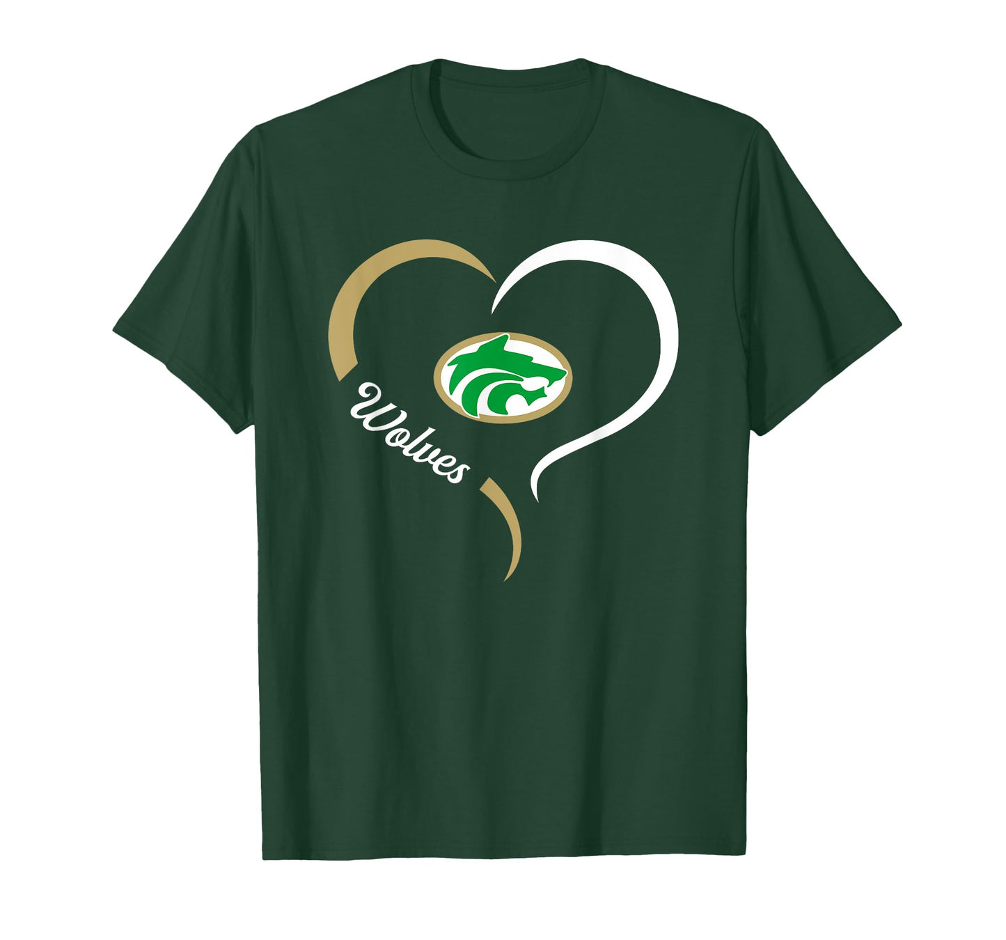 Buford Wolves Logo Half Heart Slogan HS T-Shirt